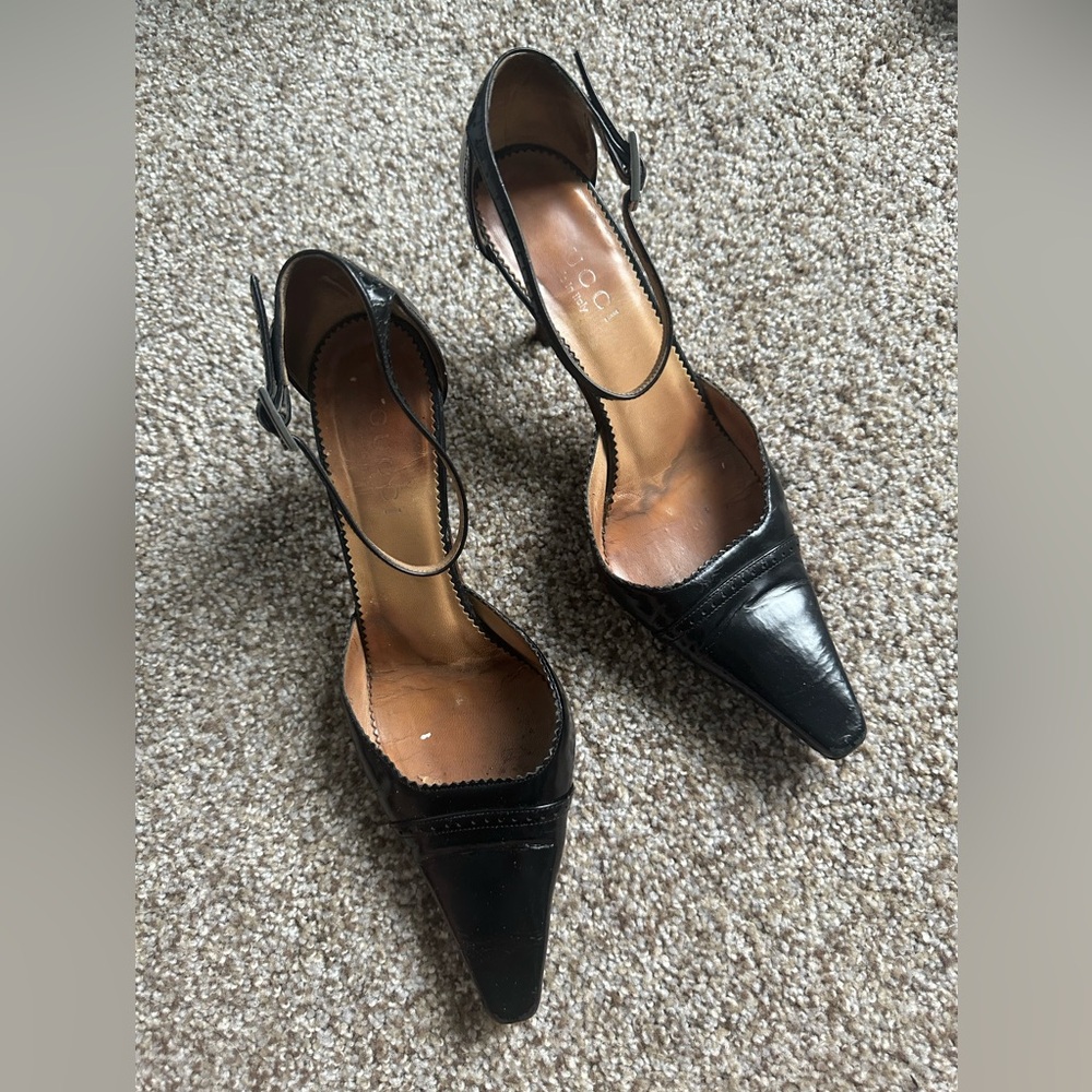 GUCCI Vintage Black Leather Heels - size 7.5
